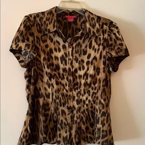 Leopard print short sleeve top